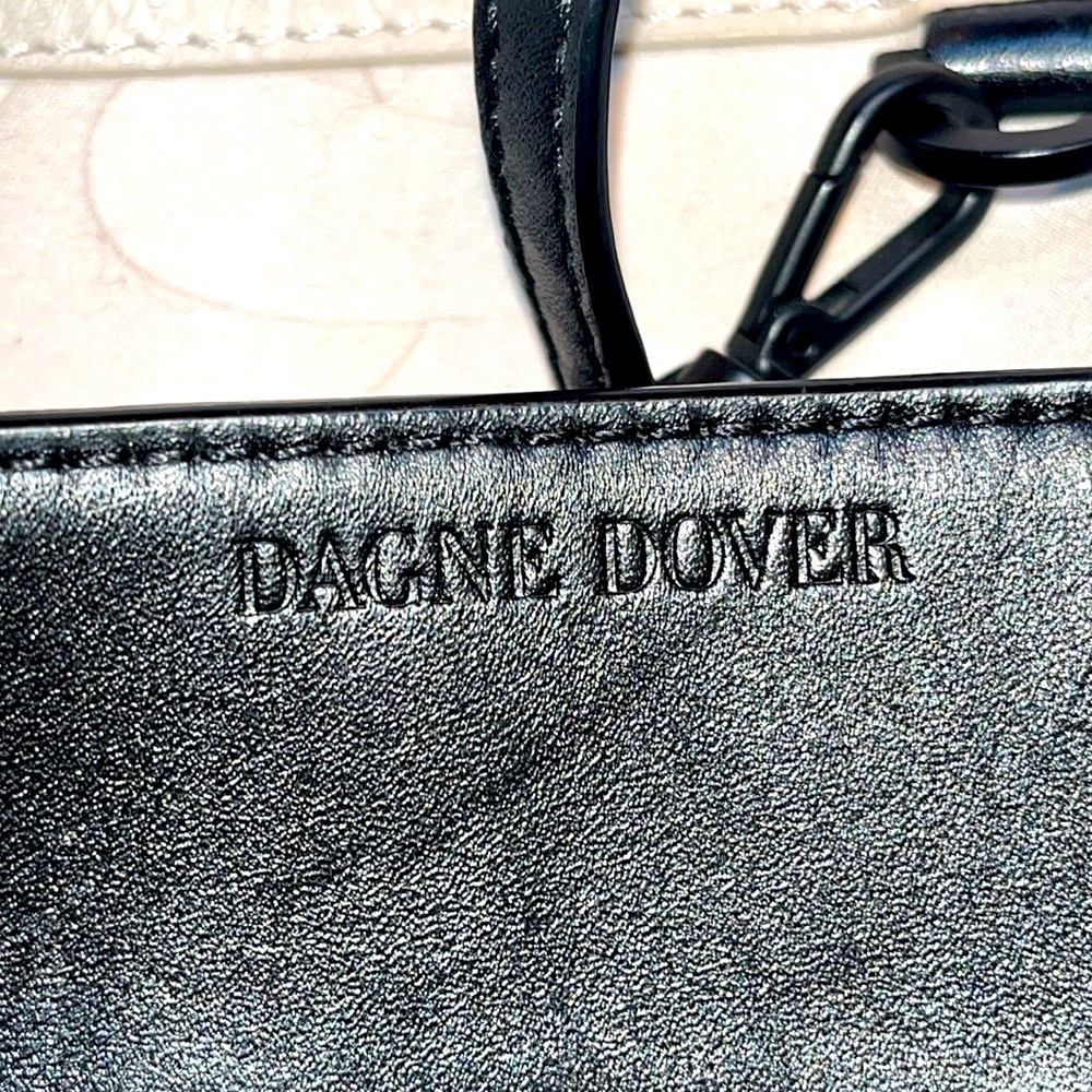 Dagne Dover - Ava Bone Onyx Leather Bucket Bag w/ Light Camo Lining & Dust - Picture 2 of 8